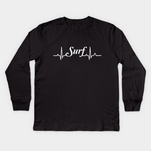 surfing, heart, rate, beach shirt,surf, surfer,shirt, summer shirt, Kids Long Sleeve T-Shirt